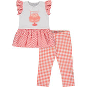 A'Dee Girls Coral Gingham Legging Set